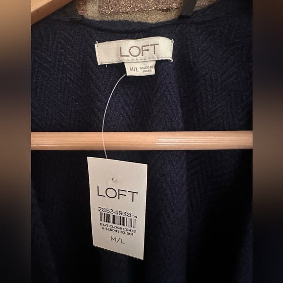 Loft navy and white plaid poncho - Picture 4 of 6